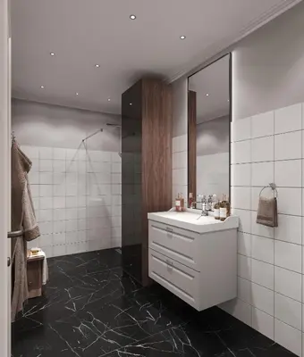 a bathroom with a white sink and a mirror at Black Gallo Residences in Belgrade