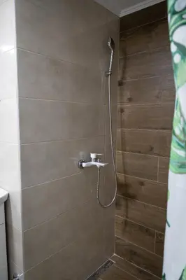 a shower with a shower head in a bathroom at Smestaj Centar Ub 35 in Ub