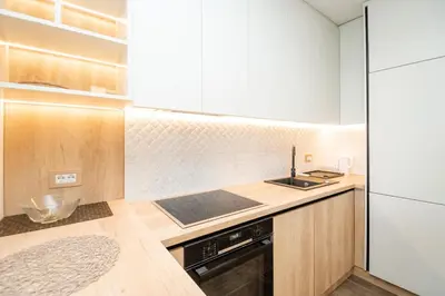 a kitchen with a sink and a stove at West Kula 14 in Belgrade