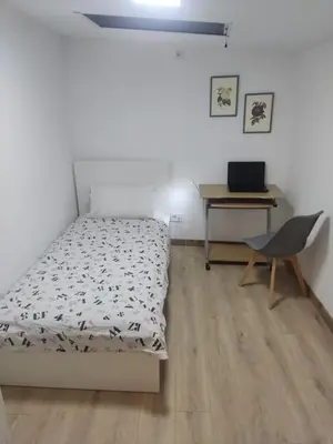 a bedroom with a bed and a desk and a chair at Oaza lux in Dušanovac (historical)
