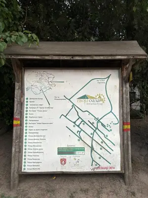 a sign with a map of the trail at Kućica u pesku in Novi Vladimirovac