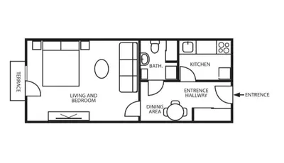 a floor plan of a small house at Cozy apartment near Saint Sava Temple in Belgrade