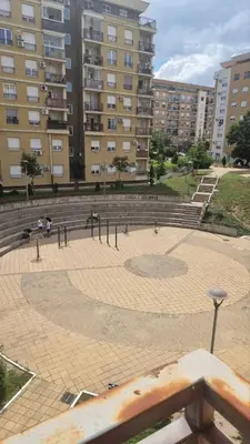 a skate park in the middle of a city at Vels Suite in Voždovac
