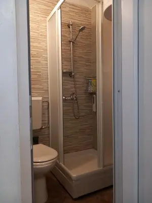a bathroom with a shower and a toilet at Studio Djurdjica in Belgrade