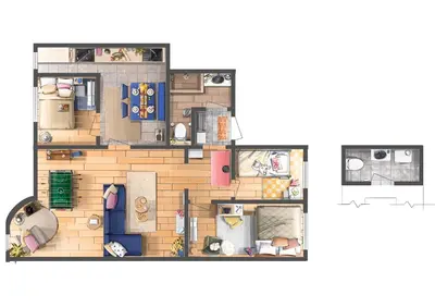 a drawing of a floor plan of a house at Play Cloud with Cinema & Foosball Old Town Heart in Belgrade