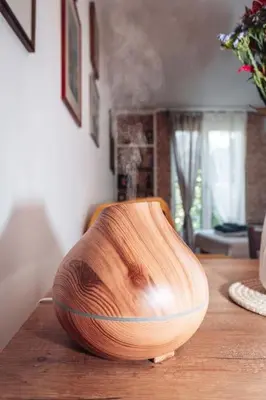 a wooden vase sitting on top of a wooden table at King Residences City Center in Belgrade