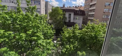 a view from a window of a city with buildings at Apartment Square 59 Belgrade center in Belgrade