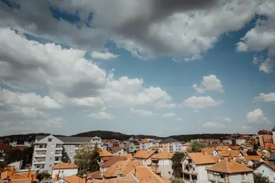 a view of a city with houses and buildings at TOP VIEW apartment 46 in Arandjelovac