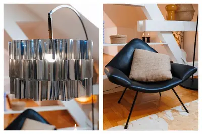 a living room with a chair and a chandelier at Urban Corner 5min to Republic Square Renovated in Belgrade