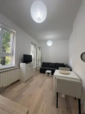 a living room with a couch and a table at Kopernikova Studio in Belgrade