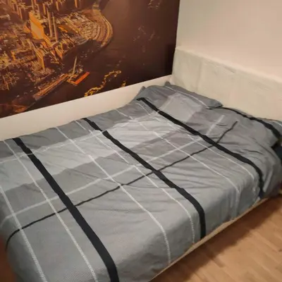 a bed in a room next to a wall at Kutak na Lekinom brdu in Vračar (historical)