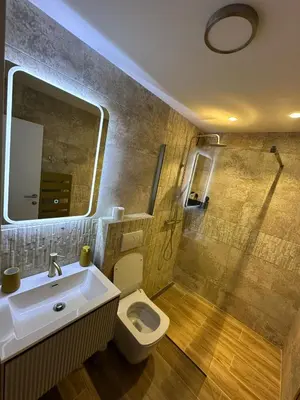 a bathroom with a sink and a toilet at Apartman Dorćol VS60 in Belgrade