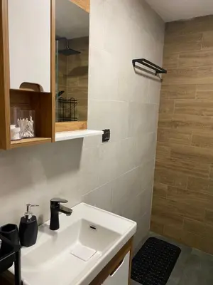 a bathroom with a sink and a mirror at Luxury house Nena Fruška gora - kuća za odmor in Velika Remeta