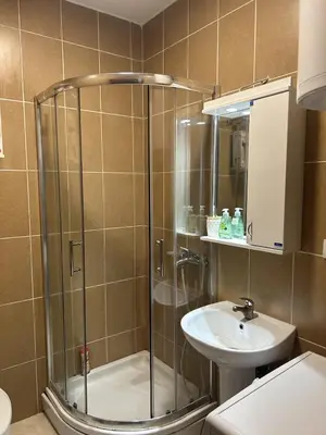 a bathroom with a shower and a sink at Dream apartmen in Novi Grad
