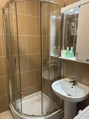 a bathroom with a shower and a sink at Dream apartmen in Novi Grad