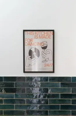 a sign on a wall above a brick wall at Completely new, Bonbona Apartment Belgrade in Belgrade