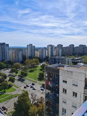 an aerial view of a city with tall buildings at Andrej 64 in Bežanija