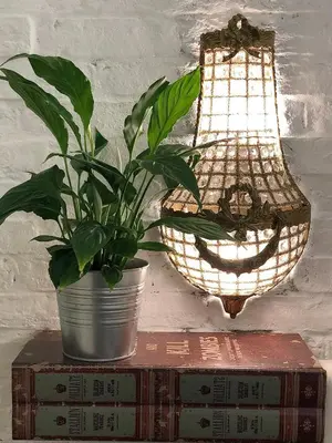 a plant sitting on top of a book next to a lamp at Apartment Silicon Valley in Belgrade