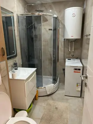 a bathroom with a shower and a toilet and a sink at Ana in Smederevo