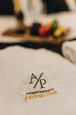 a napkin with the logo of a restaurantinatorsinators istg at Apartman Premijer 2 in Čukarica