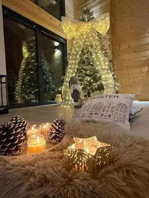 a christmas room with a christmas tree and lights at Casa del Corniolo Spa and Pool House Fruška gora in Čortanovci