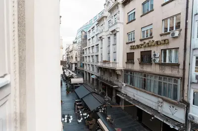 a view of a street in a city with buildings at BD Old Town Suite - Pedestrian Zone - City Center in Belgrade