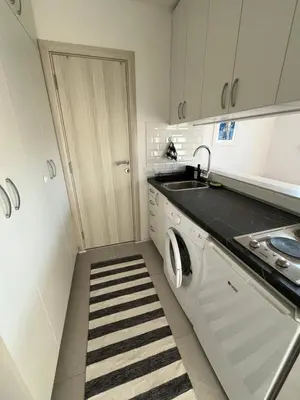 a kitchen with a sink and a washing machine at Maxim in Pančevo