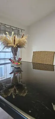 a glass table with an animal with wings on it at TeaBG in Belgrade