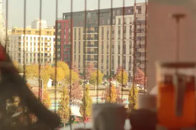 a view of a city with tall buildings at Belgrade Boutique Verde in Belgrade