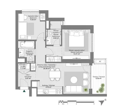 a floor plan of a house at Belgrade Boutique Verde in Belgrade