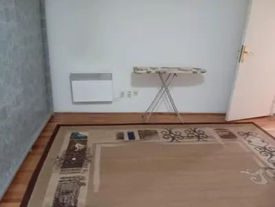 a room with a rug on the floor and a table at Central market plaza Promo price ! in Belgrade