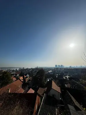 a view of a city with roofs and buildings at Johnny Apartment in Belgrade
