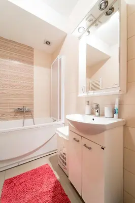 a bathroom with a sink and a bath tub and a sink at Apartment with balcony in Belgrade