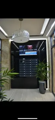 a room with two potted plants and a television at Apartman Ilija in Belgrade