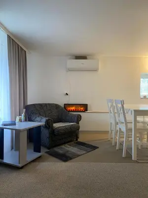 a living room with a couch and a table at Aurora Apartment in Smederevo