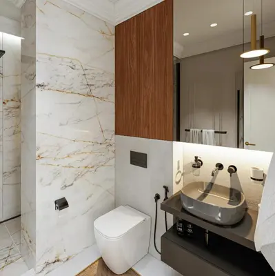 a bathroom with a white toilet and a sink at Heaven Luxury Suites in Belgrade
