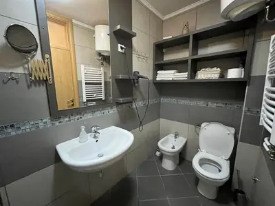 a bathroom with a toilet and a sink at Malvex in Belgrade