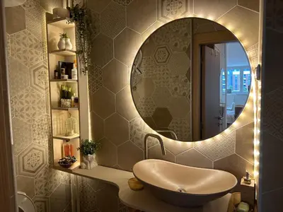a bathroom with a sink and a mirror at Golden Sunset Terrace Apartment Ana in Belgrade