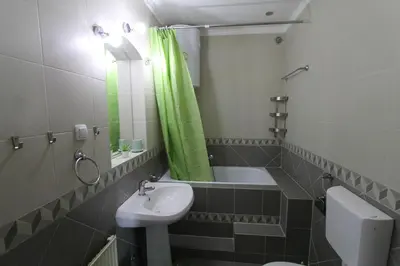 a bathroom with a sink and a toilet and a mirror at Njegoševa Presidential Suite Vračar in Belgrade