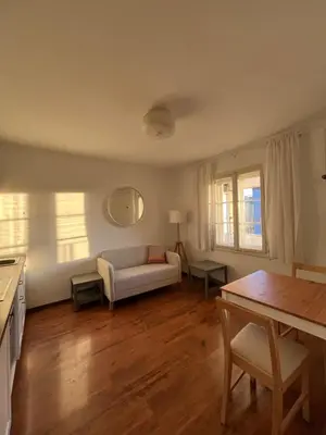 a living room with a couch and a table at Pevac, Rooster, apartment in Belgrade