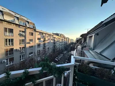 a view from a balcony of an apartment building at Sky Rooftop Huge Apartment in Belgrade
