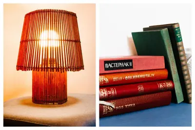 a lamp on a table next to a stack of books at Air Hockey Joy Old Town Heart in Belgrade