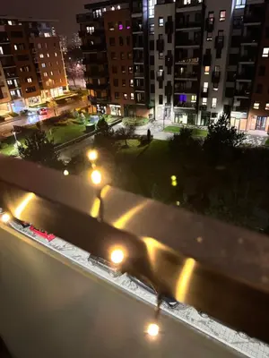 a view of a city at night with street lights at Marse Stay in Belgrade