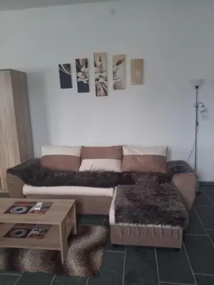 a living room with a couch and a table at Stan na dan Platičevo in Platičevo