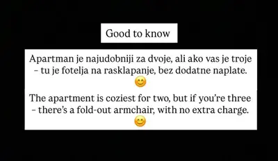 a screenshot of a text message with the words good to know at Apartment 5th in Belgrade