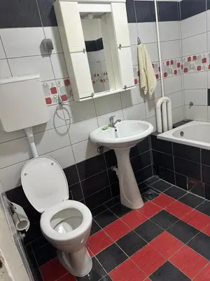 a bathroom with a toilet and a sink at Apartman Riven in Borča