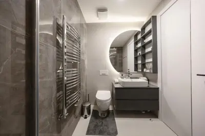 a bathroom with a sink and a toilet at Casa Novi Dorcol Belgrade 2 in Belgrade