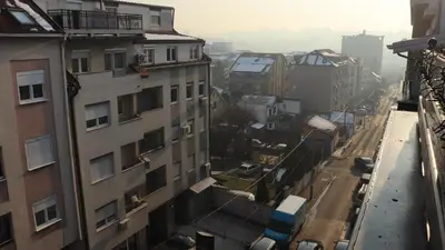 a view of a city street with buildings at Mocha Belgrade Apartment in Belgrade