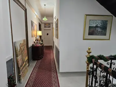a hallway with a red carpet in a house at Belgrade Luxury Suite 17 in Belgrade