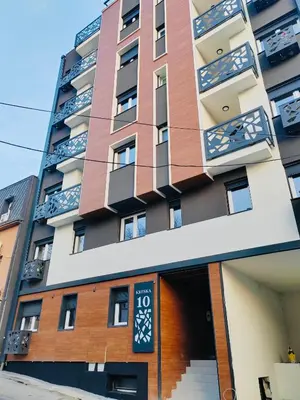 a building with balconies on the side of it at Krfska Lux by Magenta in Belgrade